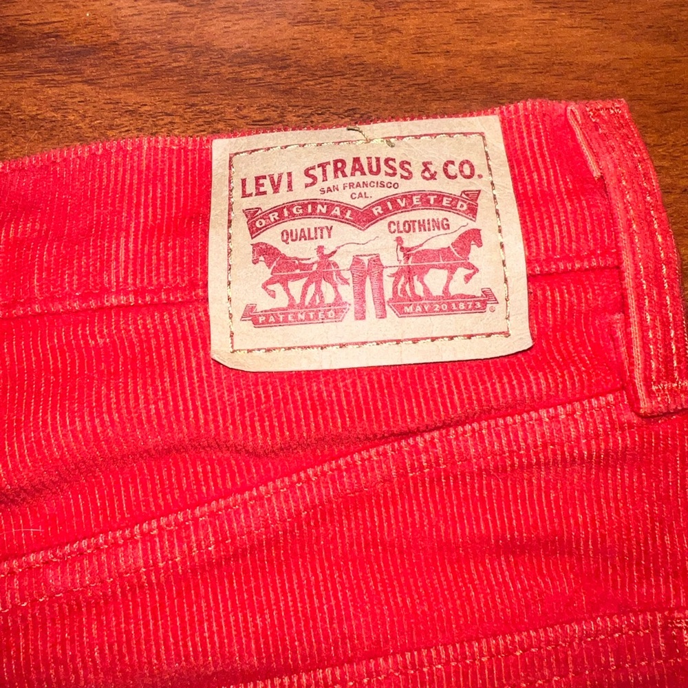 Ribcage Straight Ankle Red Corduroy Women’s Pants